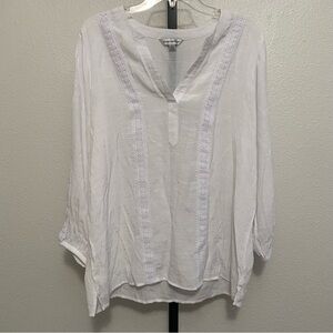 Womens Lightweight Oversized White Tunic Top XL Lagenlook Coastal Boho Loose Fit